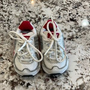 Nike baby shoes in white with red and pink details